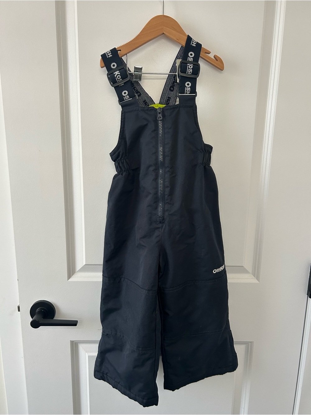 OshKosh B'gosh Black Kids Snow Bib Overalls with Logo Straps